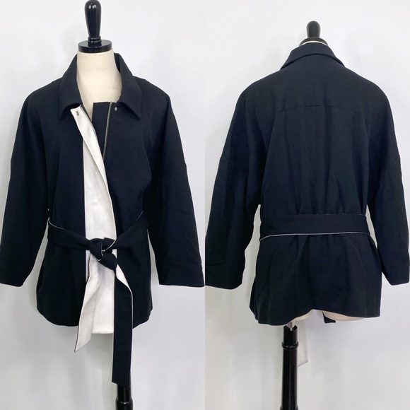 Worthington Jackets & Blazers - SOLD Worthington Black White Mod Zip Tie Waist Jacket